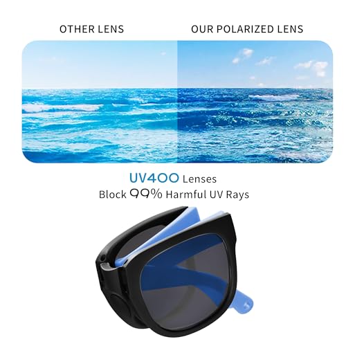 KOCOTREE Foldable Kids Sunglasses, UV Protection with Flexible Frames, Design for Boys & Girls, Single-Pack, Travel-Ready with Carrying Pouch & Cleaning Cloth(Blue)