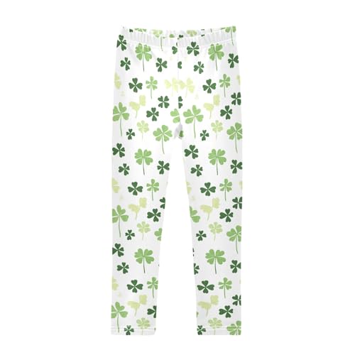 Cute Four Leaf Clovers Girls Leggings Soft Comfortable Athletic Leggings Dancing Pants for 4-10 Years