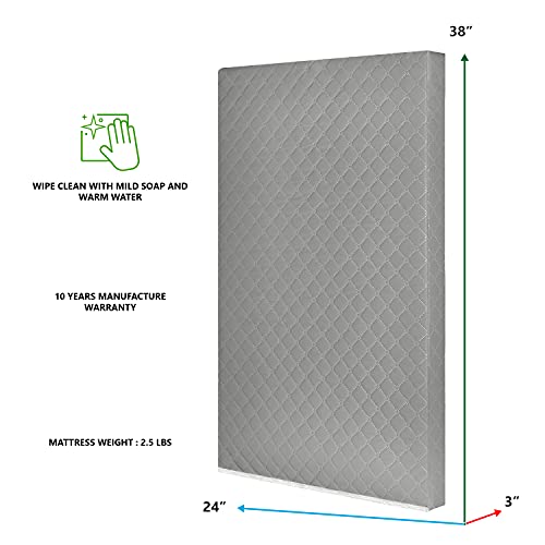 Dream On Me Aster 3" Fiber Portable Mini Crib Mattress, Waterproof Vinyl Cover, Greenguard Gold Certified, Mini Crib Mattress #TOP1