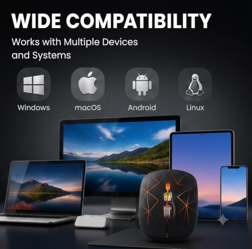 Image of Afaartcci Rechargeable Wireless Mouse 2.4GHz USB Optical Mouse with RGB Breathing LED Light, Silent Click, 3 Adjustable DPI 800 /1200 /1600, Micro USB Charging, Ergonomic Mouse for Laptop PC Desktop