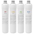 4-Pack Replacement Filters Kit Compatible with Watts Premier RO Pure Plus & Zero Pure Plus
