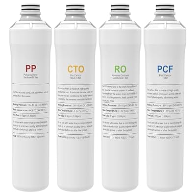4-Pack Replacement Filters Kit Compatible with Watts Premier RO Pure Plus & Zero Pure Plus