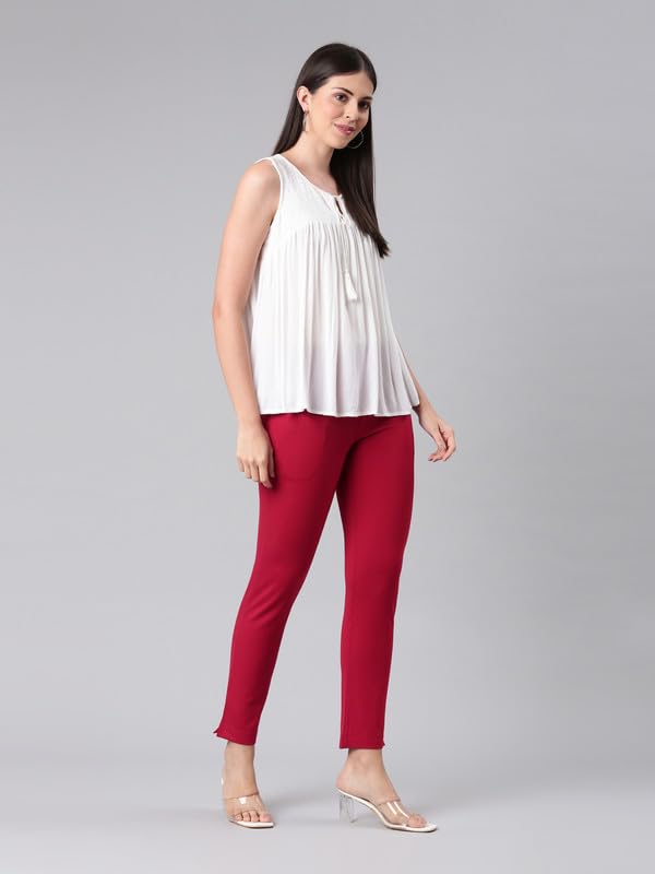 Image of GO COLORS Ponte Smart Kurti Pants Full Length for Women | Breathable, Mid Rise