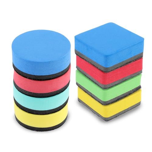 8 Stück Trocken Abwischbare Radiergummis Kleine Whiteboard-Filzwischer Pads Bunter Tafel Radierer Whiteboard-Reiniger Marker für Büro Präsentation Klassenzimmer Glas Zuhause Lehrer Schüler