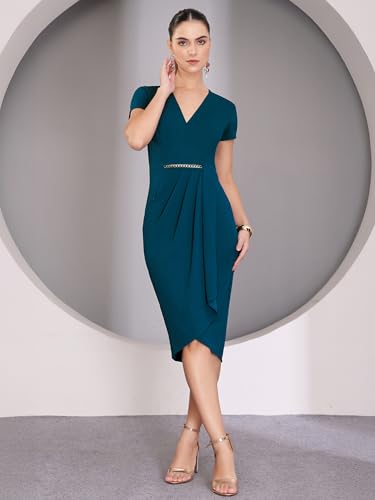 Image of Life With Pockets Women's Collared Sleeveless's Bodycon Knee-Long Dress