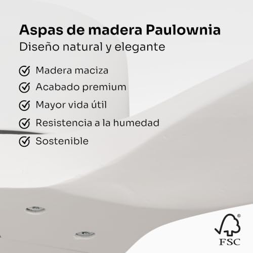 Miniatura 3 de Mellerware - Ventilador De Techo Con Mando A Distancia Brizy! 45 W 6 Velocidades Ultra Silencioso Función Verano-Invierno Temporizador 3 Aspas 132 De Diámetro Motor Dc White