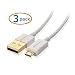 Cable Matters 3-Feet Gold Plated Hi-Speed USB 2.0 Type A to Micro-B Cable (Pack of 3) - White