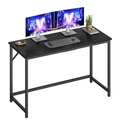 VASAGLE Computer Desk, Office Work Desk, 120 x 50 x 76 cm, for Study, Bedroom, Home Office, Living Room, Ebony Black and Ink Black ULWD212B101