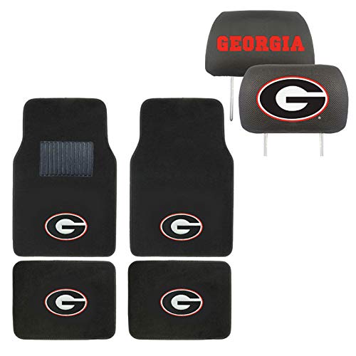 Aac Fanmats Ncaa Carpet Floor Mats Bundle With Head Rests For Georgia Bulldogs Fans Officially Licensed(6 Items) #TOP3