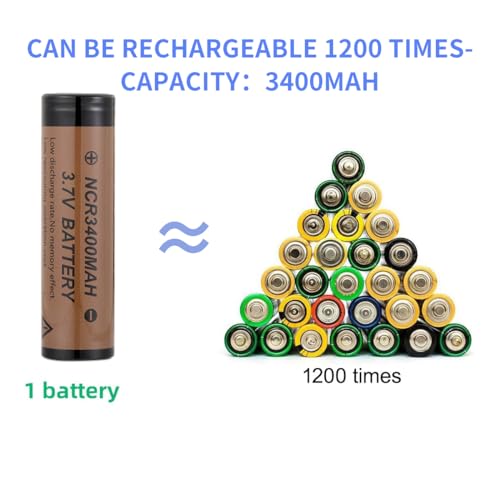 Universal 18650 Charger Battery Set, 2 Packs of 3.7 V 3400mAh high Capacity Batteries for headlamps, LED Torches, Cameras, doorbells, Toys and More. - Thumbnail 4