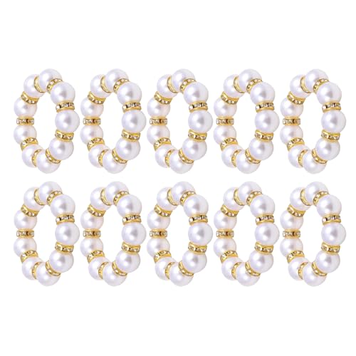 Anelli Tovaglioli Di Perle - Anelli Da Tovaglioli Da Sposa | Fibbia Dei | 10 Pezzi Imitazione In Perline Bands Per Percorsi Per La Casa Arredamento Per La Casa Matrimoni Tavolo Da Pranzo Ri