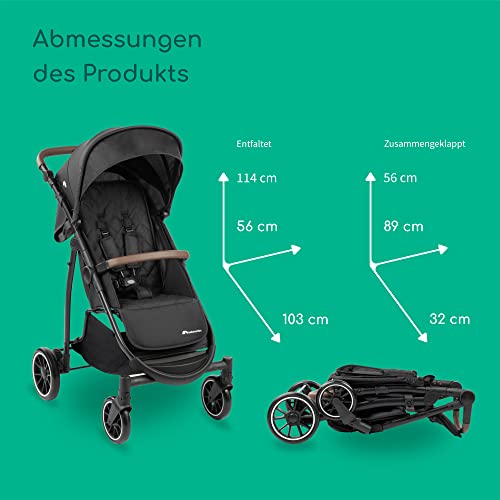 Bebeconfort Ingenious, Kinderwagen ab Geburt, kompakter Kinderwagen, Kinderwagen mit Liegemodus, ab Geburt bis ca. 4 Jahre, bis zu 22 kg, Major Black
