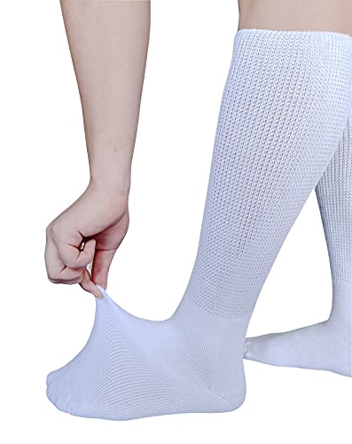 Extra Wide Socks for Lymphedema Swollen Feet Leg, Bariatric Socks, Cast Boot Sock, Diabetic Non Binding Neuropathy Swelling Women Men 2 Pairs