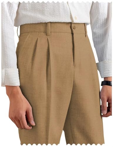 Mens Linen Pants Casual Beach Summer Classic Gurkha Pants Lightweight Linen Trousers