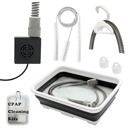 CPAP Cleaning Kit with Hose Dryer for Universal 22mm Tubing Cpap Cleaner Supplies Includes Collapsible Wash Basin Hose & Mask Brush CPAP Holder & Hose End Caps | Make Cpap Cleaning Easier
