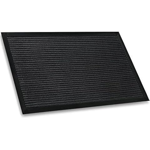 Mibao Door Mat Indoor and Outdoor, 40 x 60 cm, Entrance Door Mat, Non Slip Front Door Mat, Heavy Duty Floor Mat, Inside and outside Doormat Dirt Trapper, Kitchen Mat, Line Black Cover
