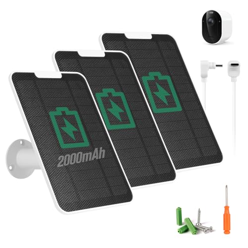 Image of Solar Panel Charger Compatible with Arlo Pro Security Camera 2K HDR(6th Gen, 2025 Release), Built-in Battery Solar Panel for Arlo Pro 6/6XL, 9.8ft USB-C Plug Cable, IP65 Waterproof, Wall Mount, 3 Pack