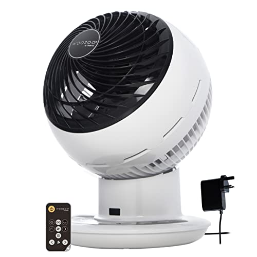 Iris Ohyama Woozoo Table Fan Covers Rooms up to 43m Multi-Directional Oscillation Remote Control Quiet 35dB Portable 10 Speed Settings Timer Desk Fan For Bedroom & Office White PCF-SDC15T