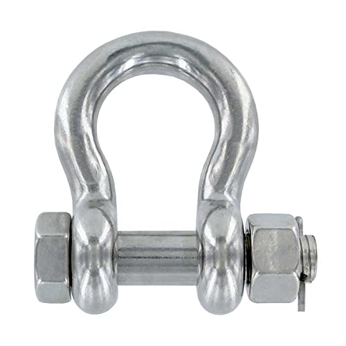 7/16 Inch Stainless Steel Type 316 Bolt Type Anchor Shackle - Each with a 1 Ton Capacity
