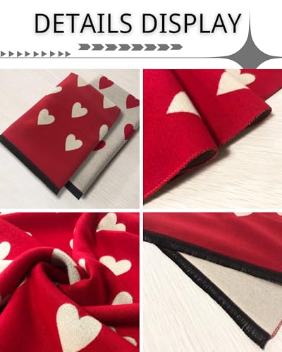 CORIRESHA Women's Heart Scarf Cashmere Feel Thick Winter Warm Valentine's Shawl2