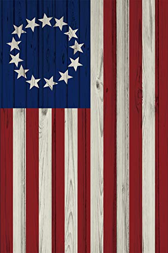Texupday Betsy Ross Flag Memorial Day Independence Day Patriotic America House Flag 13 Stars Rustic 4th of July 28" x 40"