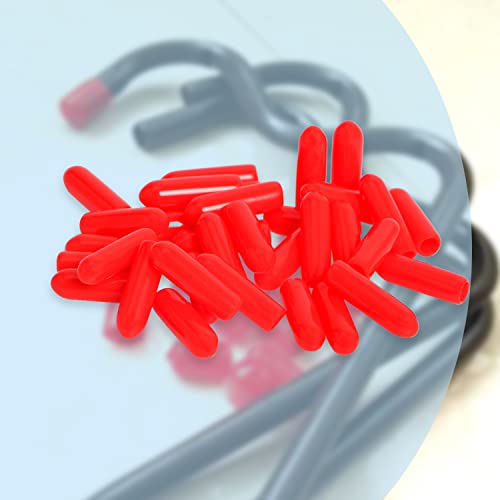 Image of Rubber Round End Cap Cover 1 /8 Inch (2.5mm) Screw Thread Protectors PVC Flexible Tubing Pipe Protective Bolt Screw Thread Protector Safety Cover | for Pipe Post Tubing Rod Cover 100 Pcs (Red)