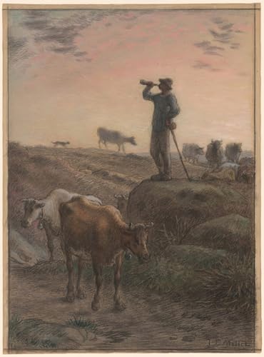Calling Home the Cows tableaux peinture murale Millet toile déco mur vide 60x90cm