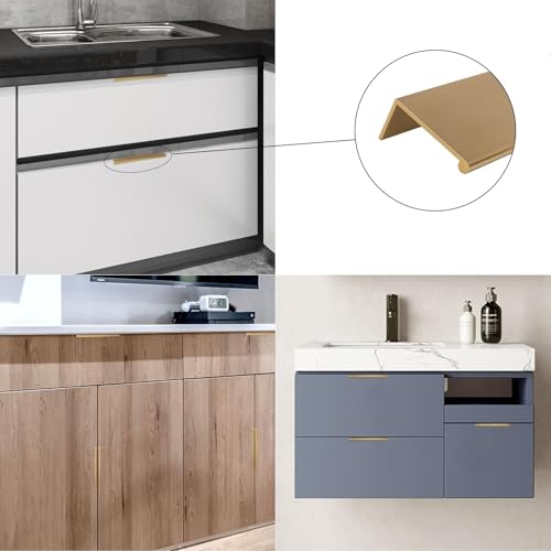 Image of Rergy 10 Pack 5 inch Cabinet Pulls Champagne Bronze Finger Pulls for Cabinets