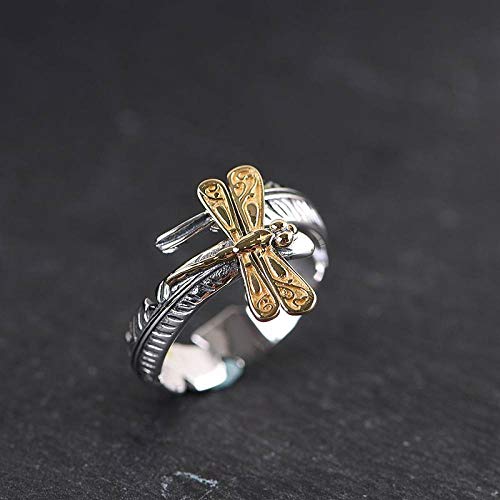 Bague ouverte ajustable libellule jaune accessoire de mode pour soirées et mariages
