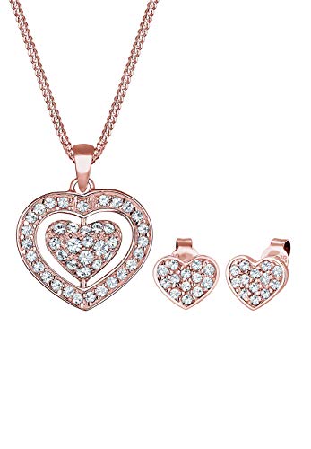 Preisvergleich Produktbild Elli Schmuckset Herz Swarovski® Kristalle Pretty 925 Silber