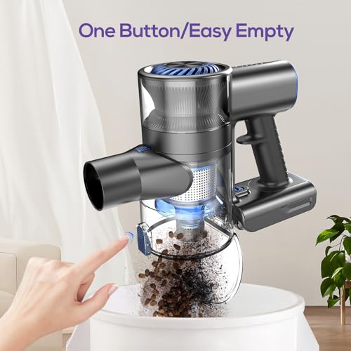 Image of Comvtu Cordless Vacuums, 80,000PRM Powerful Motor Vacuum Cleaner and 2200mAH Rechargeable Battery up to 35 Mins Worktime, 2 Adjustable Modes, Detachable Parts, Wireless Stick Vacuum (Deep Blue)