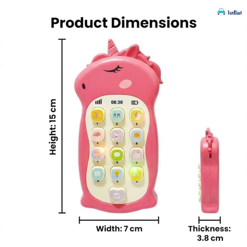 Image of FunBlast Cartoon Musical Mobile Phone for Kids, Mobile with Light & Sound Toys for Babies | Educational Toys for Kids 3+ Years /Boys /Girls-1 Unit (Uni-Pink)