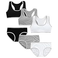 Lot De 3 Ensembles Brassière + Culotte Fille Sport - Coton Respirant Extensible