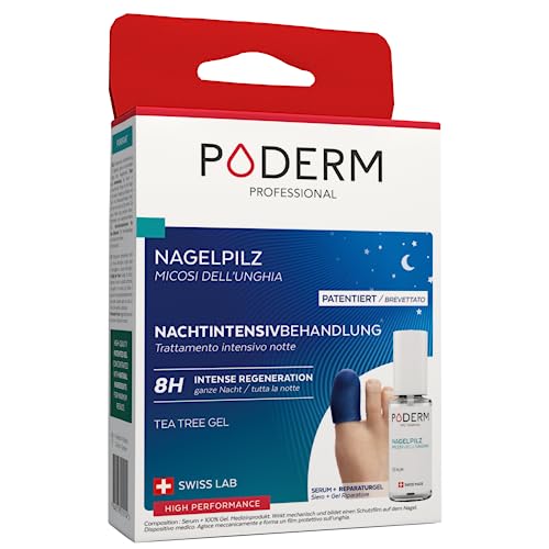 PODERM – Nachtpflege für beschädigte Nägel 2 in 1 - Verbessert das Aussehen des Nagels während des Schlafes – VEGAN - Professionelle Hand-/Fußpflege | Einfach & schnell | Swiss Made