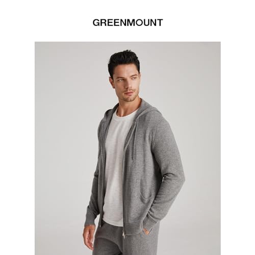 GreenMount Mens Cashmere Hoodie Cardigan with Double-way Zip Soft Warm Jogger Cardigan with Pocket for Men 37.5° Warm2
