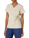Cherokee Women's Workwear Scrubs Core Stretch Gathered-Front Faux-Wrap Top