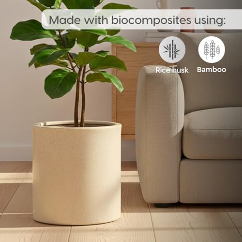 Image of Eha Earth Friendly Gallery Big Planters for Home Decor | 15 inch, Pack of 1 | Heavy Duty Plant Pot Made with Rice Husk & Bamboo Biocomposite| UV Protected Pot for Plant | Pots & Planters Big Size