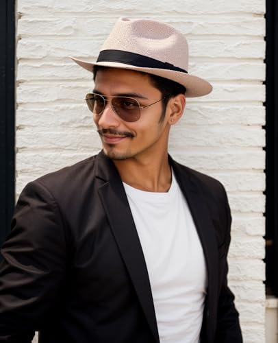 Image of 1920s Men Fedora Hat Cap for Men,Manhattan Hat for 1920s Mens Gatsby Costume Accessories