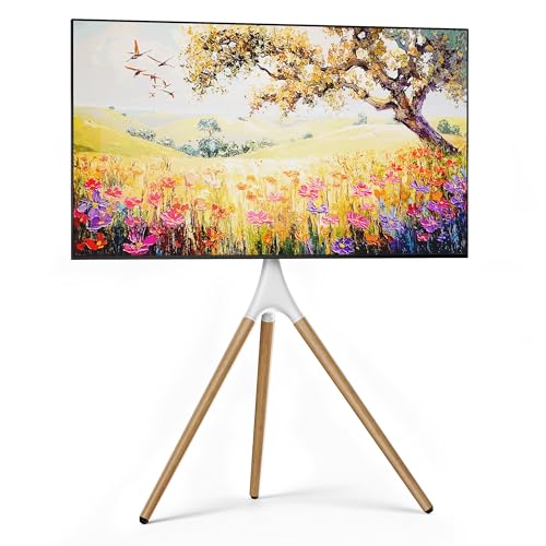 Artistic Easel TV Stand for 43-65 in TVs up to 88 lbs, White