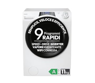 Candy RapidÓ PRO RP 4116BWMBC/1-S Lavatrice Caricamento Frontale 11 kg 1400 Giri/min Bianco, 15+1 programmi, Controllo remoto avanzato e contenuti extra (Wi-Fi + BLE), L x P x A (cm) 60x62x85