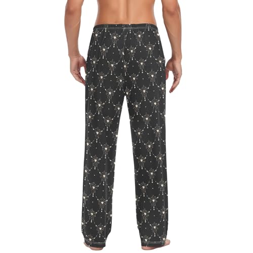 Mens Cotton Pajama Pants Sleep Lounge Pj Bottoms Sleepwear with Pockets Drawstring S Heart-shaped Spider Web3