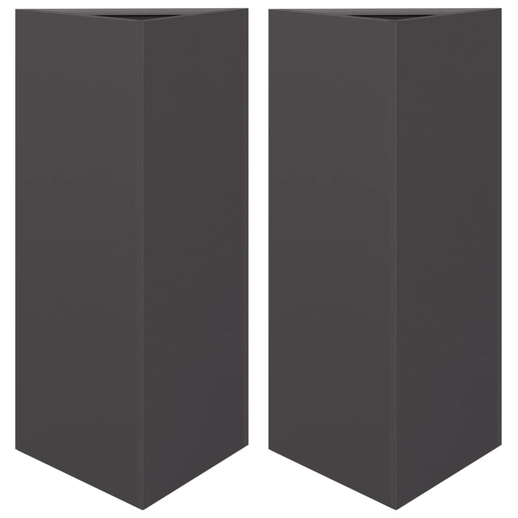 Vidaxl (Black, 40 X 34.5 X 70 Cm/ 2 Pcs) Garden Planters Outdoor Flower Pot Patio Planter Box Triangular Steel