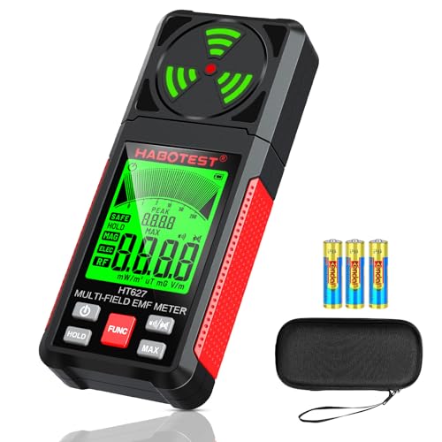 Image of YOJOCK EMF Meter,3 in 1 EMF Detector Electromagnetic Field Radiation Detector EMF Reader for EF,MF,RF,EMF Detector Meter for Home EMF Inspections,Office,Outdoor,Ghost Hunting (Bright Red)
