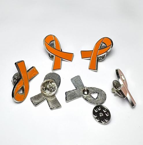25/50/100/200 pieces Orange Ribbon Pin Leukemia Kidney Cancer Multiple Sclerosis Awareness Hope Brooch Pins Lapel Pin Bulk Raise Awareness Charity Fundraiser Supplies3