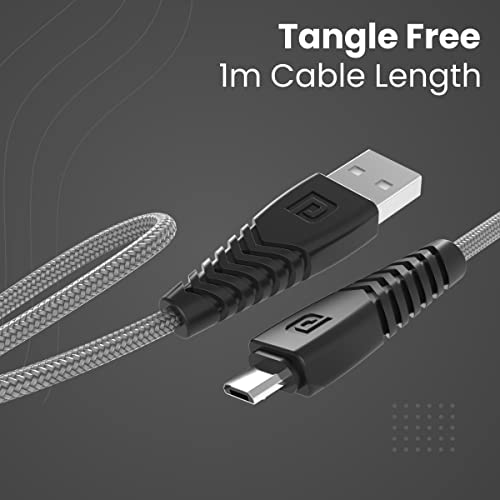 Image of Portronics Nylon Braided Fast Charging And Data Sync 3.0 Amp Konnect B Micro Usb Cables With Pvc Heads For Smartphone, Tablet, Laptop, Smart Watch (Grey, 1 Meter)
