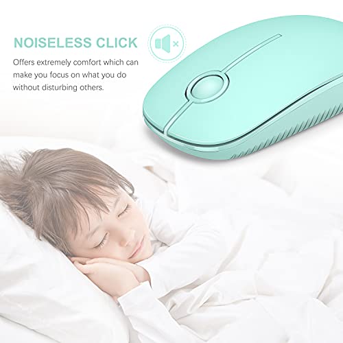 Image of VssoPlor Wireless Mouse, 2.4G Slim Portable Computer Mice with Nano Receiver for Notebook, PC, Laptop, Computer (Mint Green)