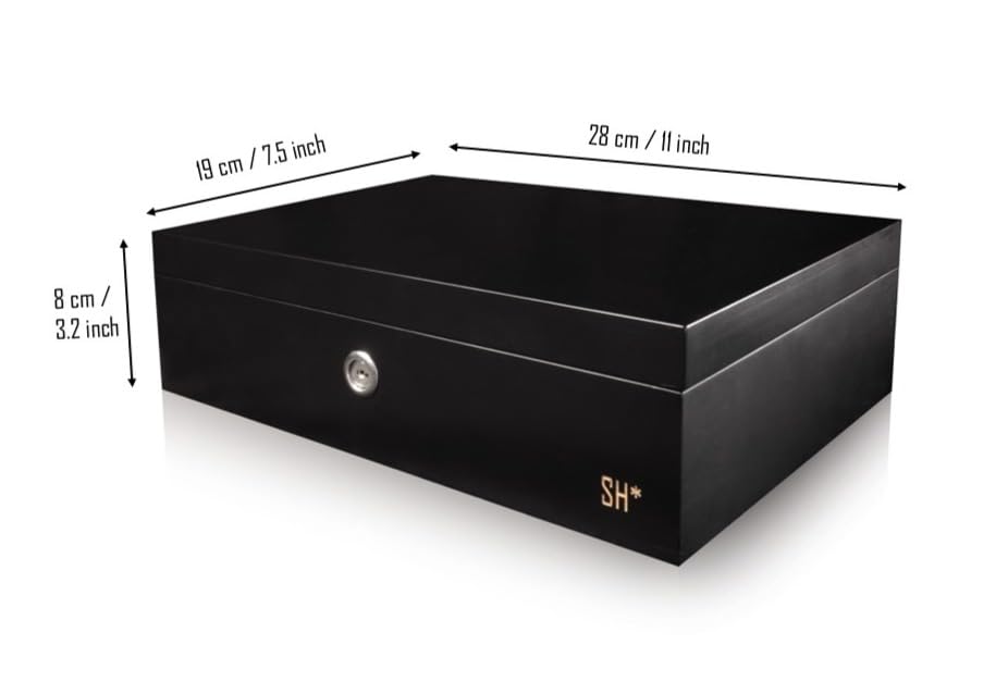 Boîte en bambou verrouillable pour protéger vos objets précieux noir - 5