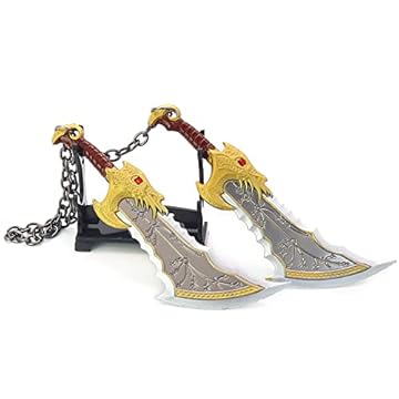 God of War Kratos Blades of Chaos 2 lâminas com corrente artes marciais coleção de jogos de espada decoração de mesa mochila pingente presente (Blades of Chaos 2 lâminas)
