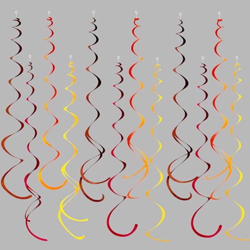 Image of 36 Pcs Fall Hanging Swirl Decorations Brown Burgundy Orange Yellow Felt Swirl Streamer Spiral Ceiling Decorations Garland for Autumn Thanksgiving Harvest Birthday Wedding Bridal Shower Party Supplies