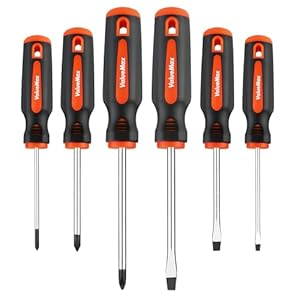 ValueMax 6-Piece Magnetic Screwdriver Set, 3 Phillips and 3 Flat Tip Screwdrivers, Non-slip Handle Screw Driver Set Kit